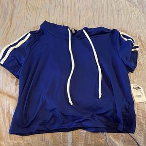 Charlotte Russe Blue crop short sleeve hoodie